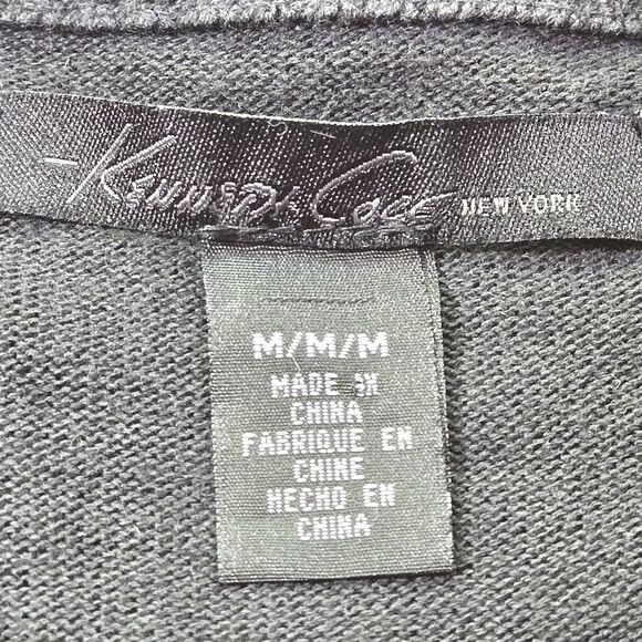 Kenneth Cole Mens Full-Zip Sweater SZ M Pockets, slight distress  Dark Gray - Picture 5 of 5